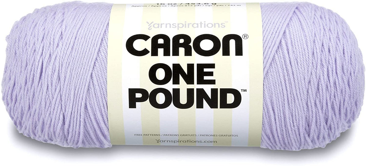 Caron - Hilo lila de una libra - Paquete de 2 unidades de 454 g/16 oz - Acrílico - 4 medianos (peinado) - 812 yardas - Tejer/Crochet