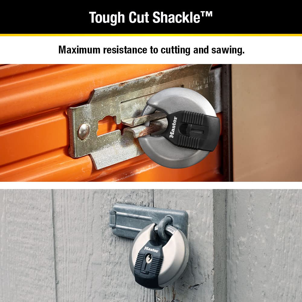 Master Lock M50XD Magnum Candado de disco de acero inoxidable resistente con llave