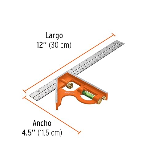Truper ECT-12, Escuadra de combinación, acero inoxidable, 12"