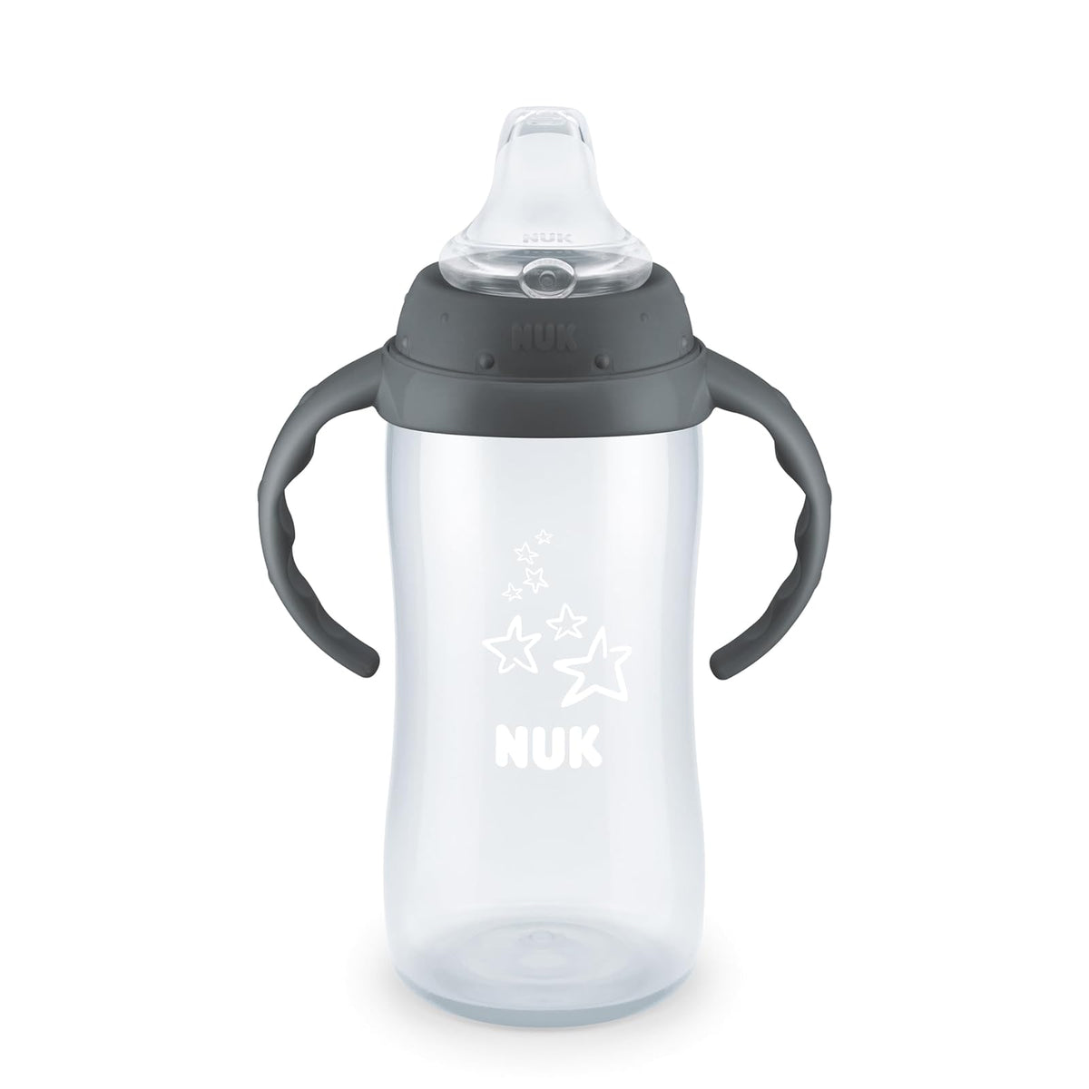 NUK Taza de Aprendizaje Tritan 10 oz, Sin BPA, 8 Meses en Adelante - 1 paquete - gris, (Gray Stars)