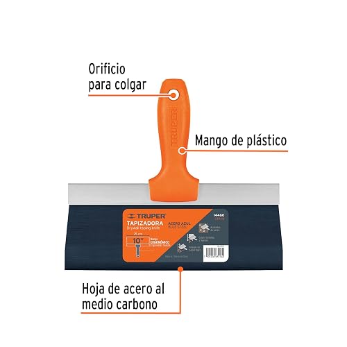 Truper ETA-10, Espátula tapizadora, hoja flexible fabricada en acero al alto carbono, 10"