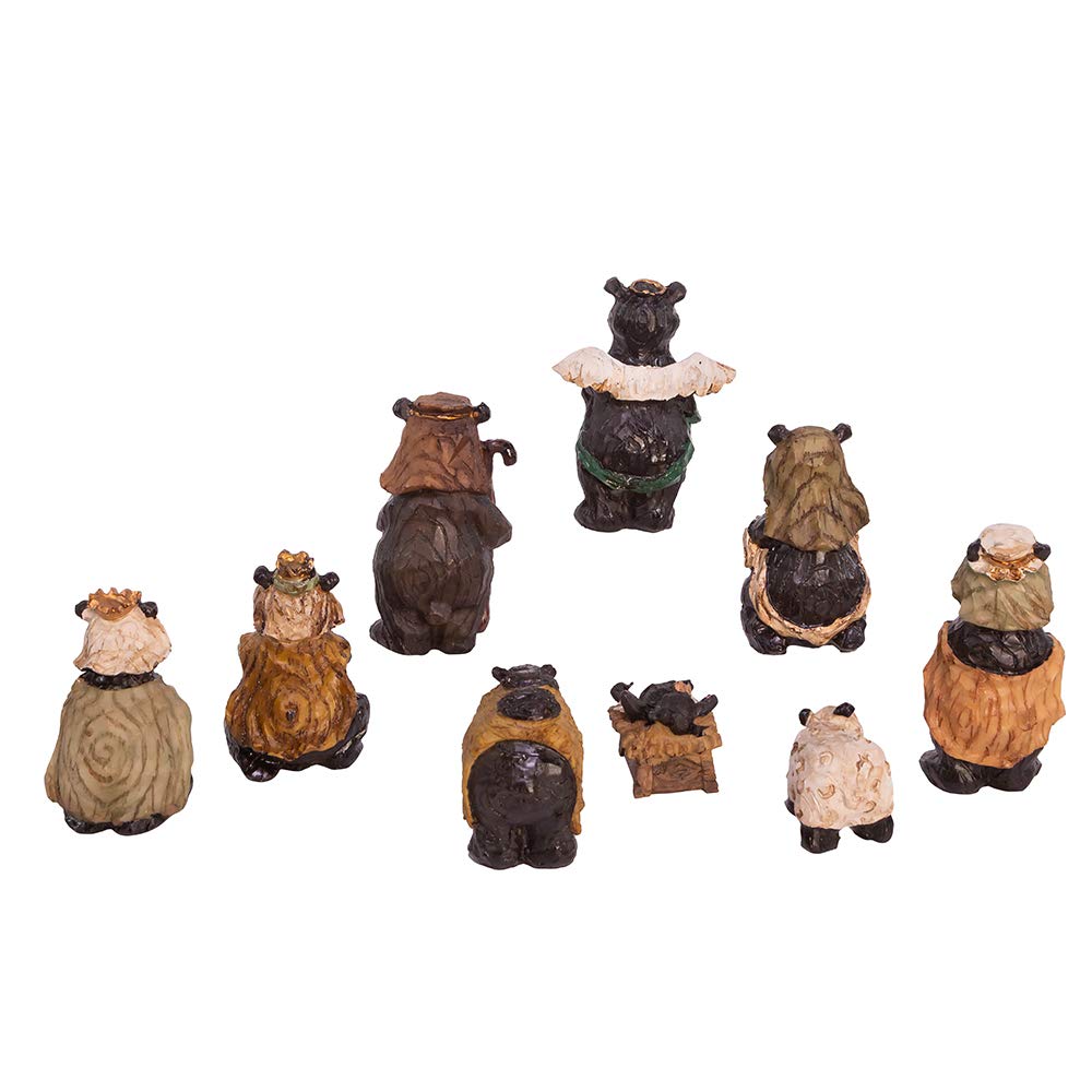 Kurt Adler J3383 Resin Nativity Bear, 4-Inch, Set of 9