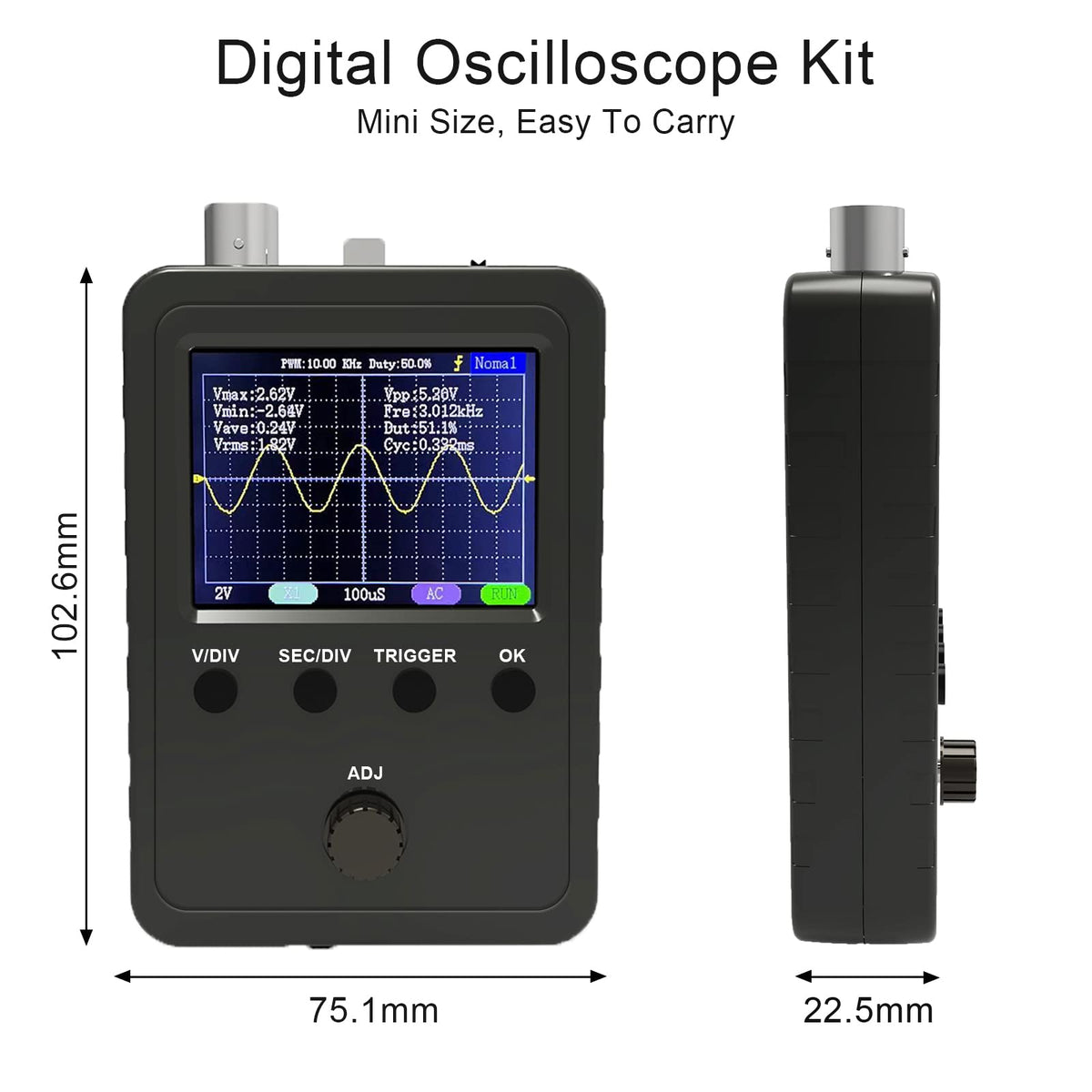 ETEPON Kit de osciloscopio digital con sonda de cable BNC (máquina acabada montada) EM001