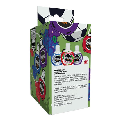 Prudence Mini Selección 3-Pack Lubricantes, Grosella, Uva y Mora Azul, Base Agua, Gel, 30 ml