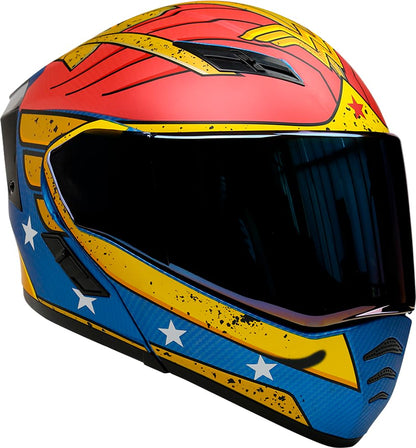 KOV Casco Mujer Maravilla Estelar ABATIBLE para Moto DC Comics Certificado