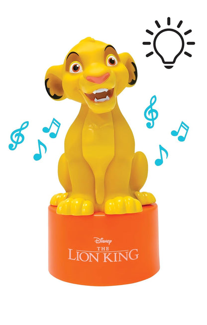 Lexibook, Disney El Rey León, Luz Nocturna Simba con Altavoz para la habitación de los niños, luz Suave, a Pilas, Amarillo/Naranja, NS01AN