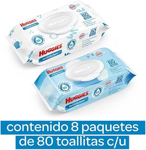 Huggies Eco Protect Pañal Desechable para bebé Unisex Etapa 2 Caja con 160 Pañales Desechables + Huggies Cuidado Puro Toallas Húmedas para Bebé Caja con 640 Piezas 8 paquetes de 80 toallitas cada una