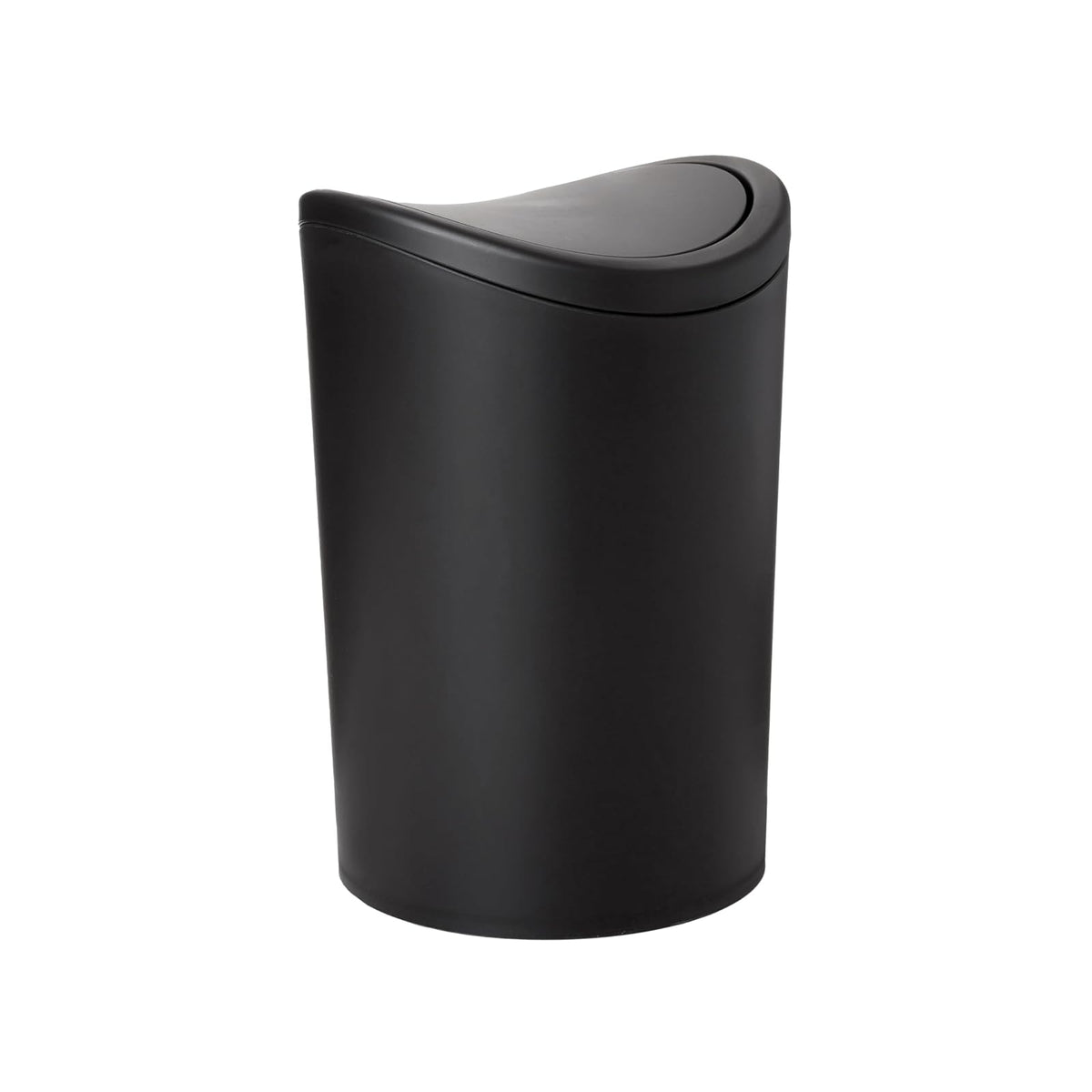 Superio Cubo de Basura con Tapa Abatible | Negro mate, 1.5 galones, 6 litros, plástico, para baño, cocina, oficina, debajo del computadora
