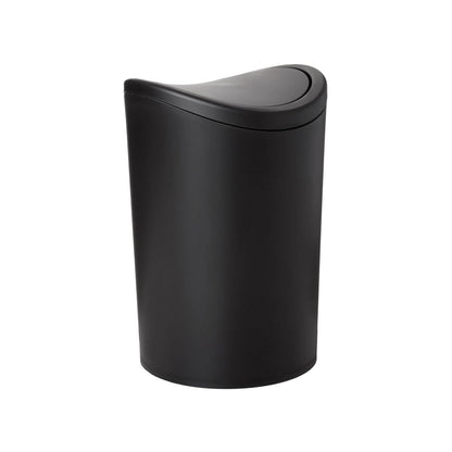 Superio Cubo de Basura con Tapa Abatible | Negro mate, 1.5 galones, 6 litros, plástico, para baño, cocina, oficina, debajo del computadora