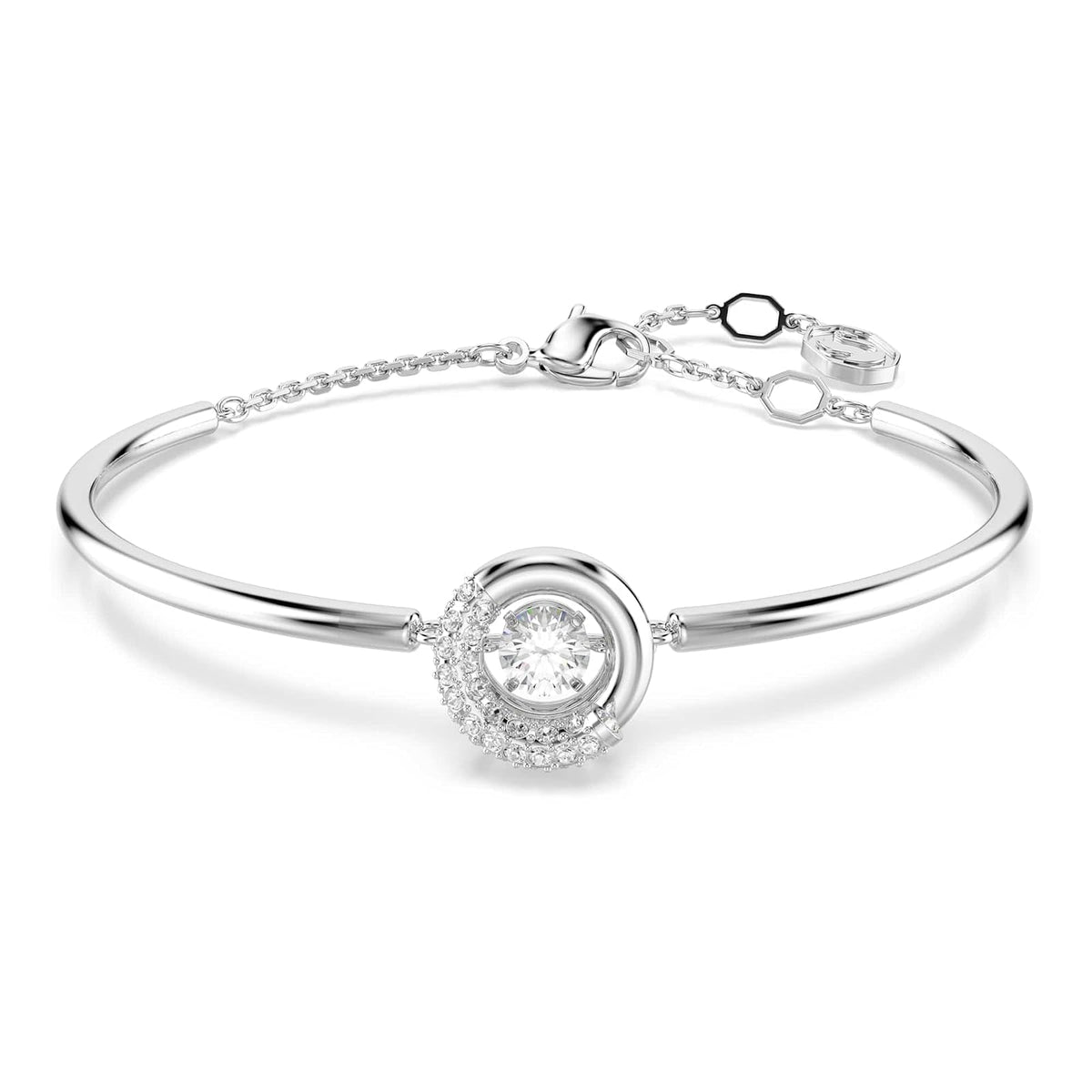 Swarovski Brazalete Dextera, Talla redonda, Blanco, Baño de rodio