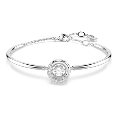 Swarovski Brazalete Dextera, Talla redonda, Blanco, Baño de rodio