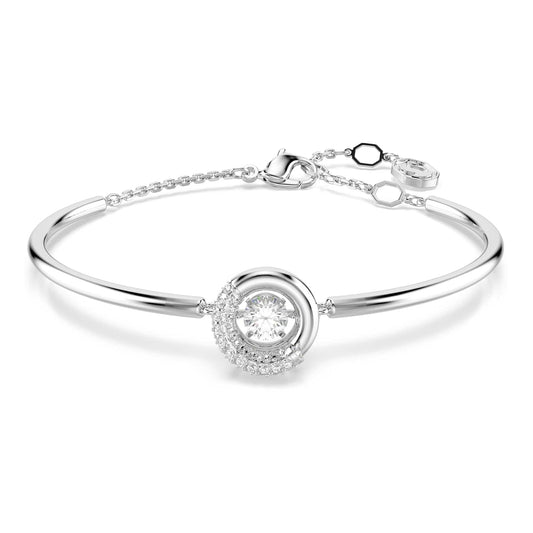 Swarovski Brazalete Dextera, Talla redonda, Blanco, Baño de rodio