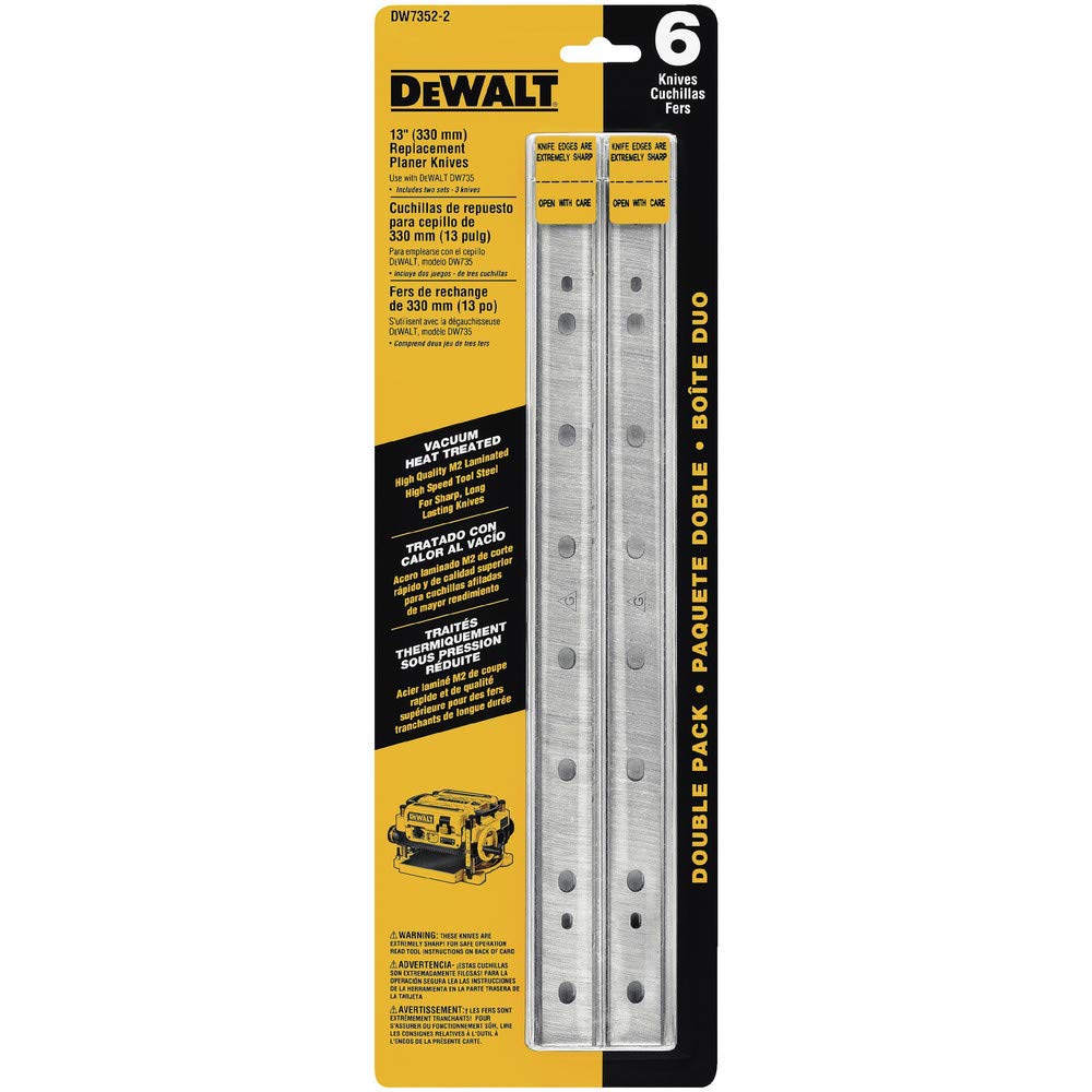 DEWALT DW7352-2 13-Inch Heat Treated Double Sided Replacment Planer Knives, 2-Pack