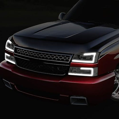 DNA Motoring Juego de Faros Delanteros 3D LED DRL con Lentes Ahumados para Chevrolet Silverado 2003-2007, Ahumado, HL-LB-CSIL03-SM-CL1
