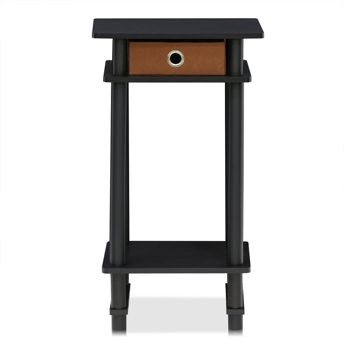 Furinno Turn-N-Tube Mesa Auxiliar de 3 Niveles con Contenedor de Almacenamiento, Espresso