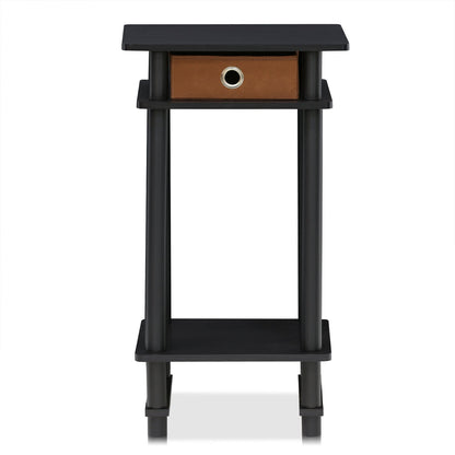 Furinno Turn-N-Tube Mesa Auxiliar de 3 Niveles con Contenedor de Almacenamiento, Espresso