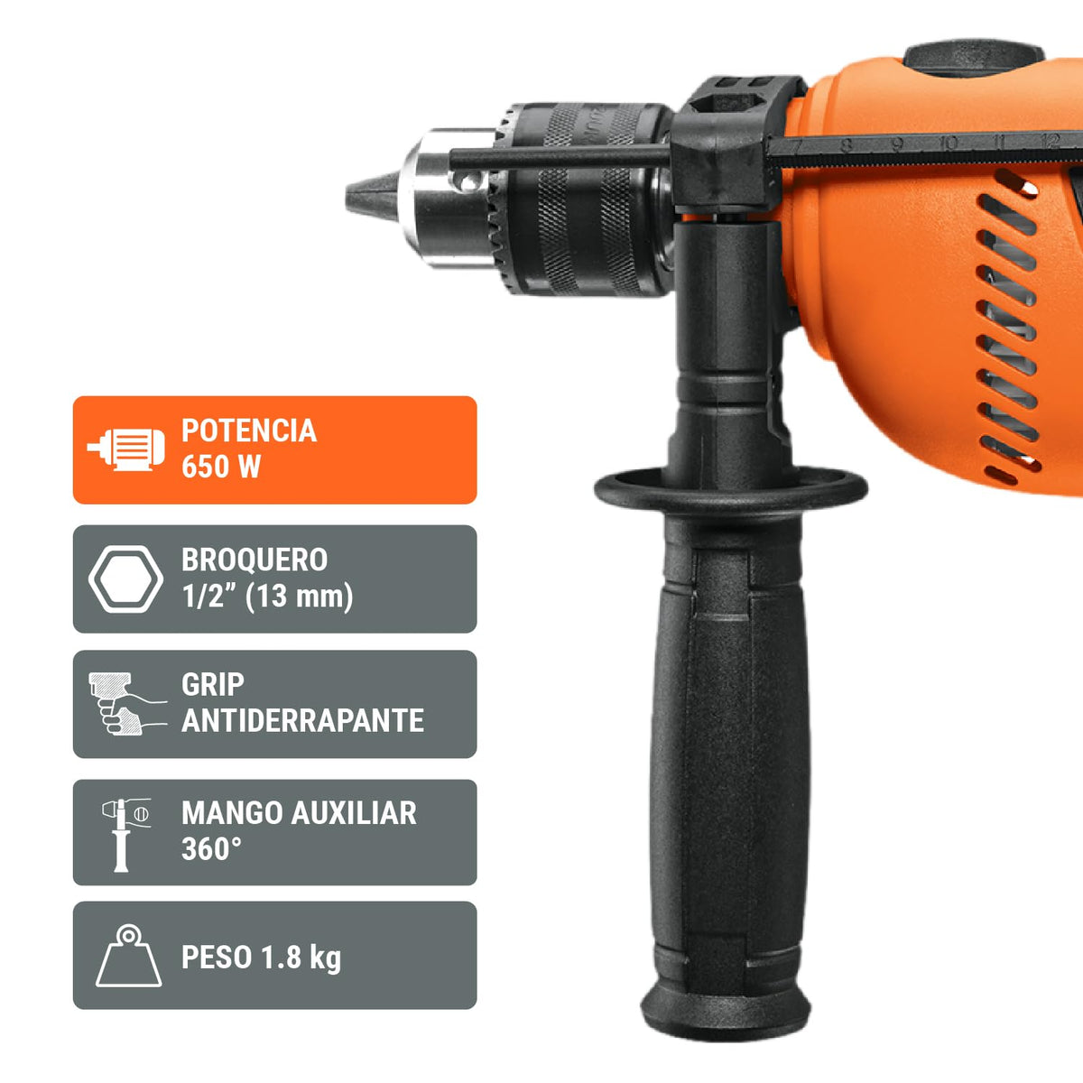 TRUPER COMBO-100, Rotomartillo/destornillador 1/2" 650W + caja de herramienta y organizador
