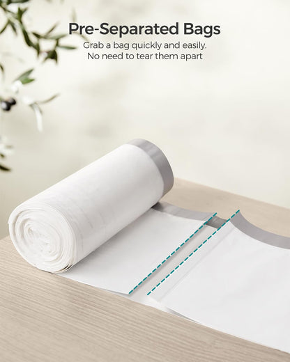 SONGMICS - Bolsas de basura para latas de basura de 12 a 14.5 galones (45-55 l), 80 bolsas de basura de cocina con cordón, preseparadas, código de forro 055A01, 2 rollos, blanco UKRB055A02