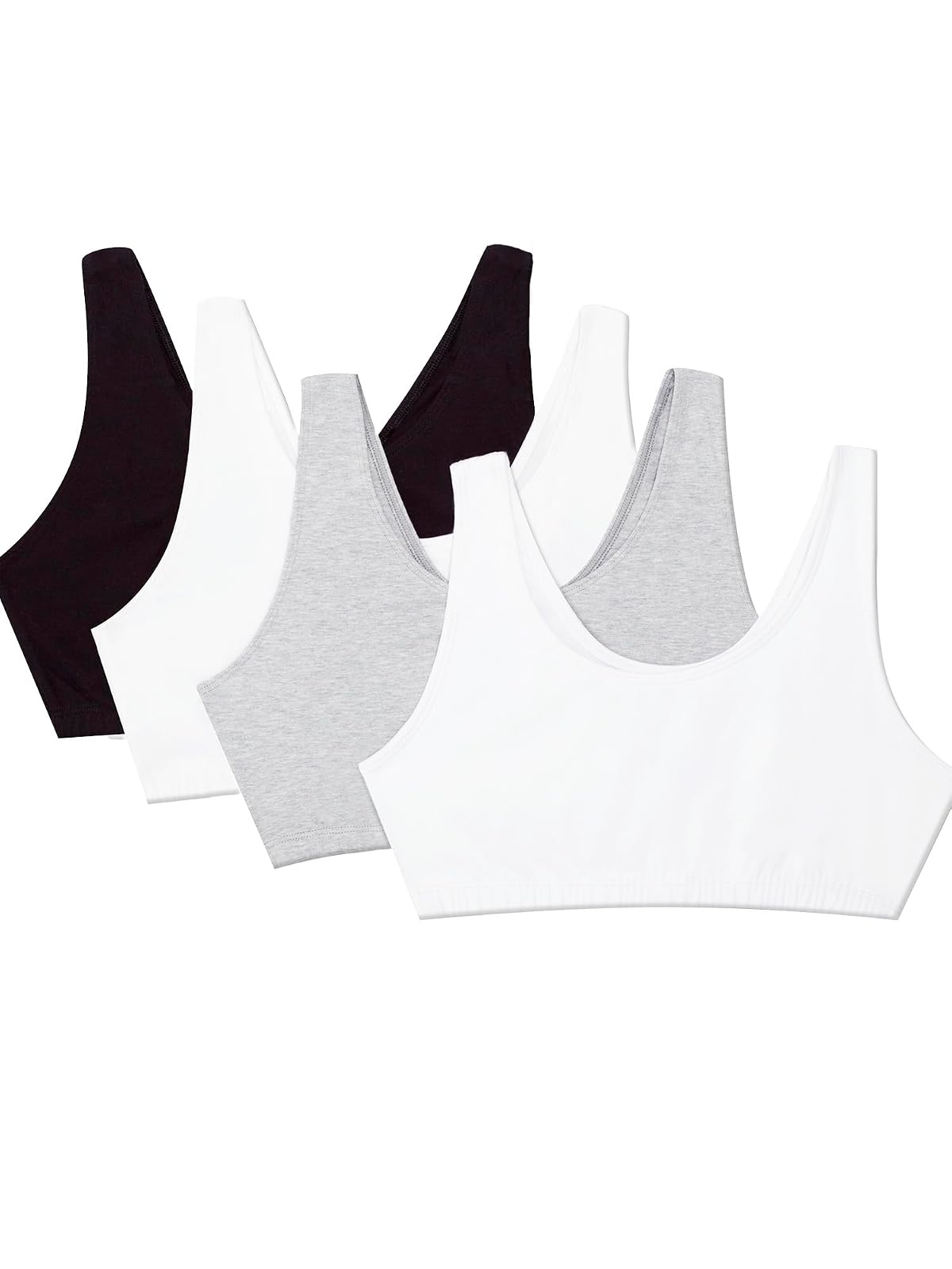 Fruit of the Loom Brasier Deportivo de Algodón para Mujer - Negro - Wht - Wht - Heather Grey - 34