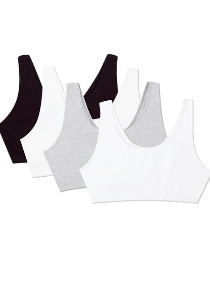 Fruit of the Loom Brasier Deportivo de Algodón para Mujer - Negro - Wht - Wht - Heather Grey - 34