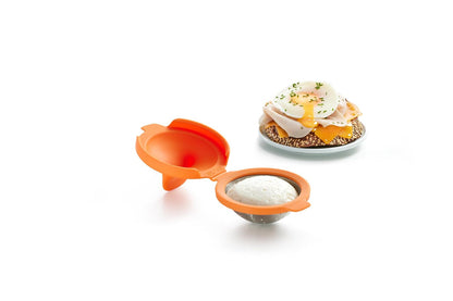 Lekue - Huevera para huevos escalfados, Anaranjado, Juego de 2, 1