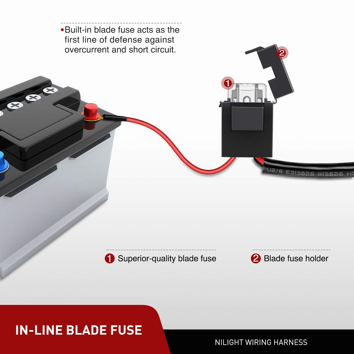 Nilight - Kit de arnés de cableado de Conector DT de 10036 W, 14 AWG, 11.5 pies, Barra de luz LED, Interruptor de Encendido y Apagado de 12 V, Fusible para Luces Todoterreno, luz de Trabajo LED, 2
