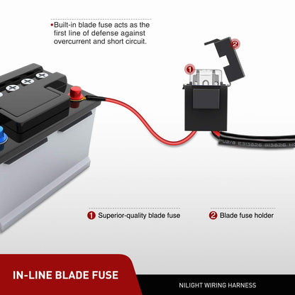 Nilight - Kit de arnés de cableado de Conector DT de 10036 W, 14 AWG, 11.5 pies, Barra de luz LED, Interruptor de Encendido y Apagado de 12 V, Fusible para Luces Todoterreno, luz de Trabajo LED, 2