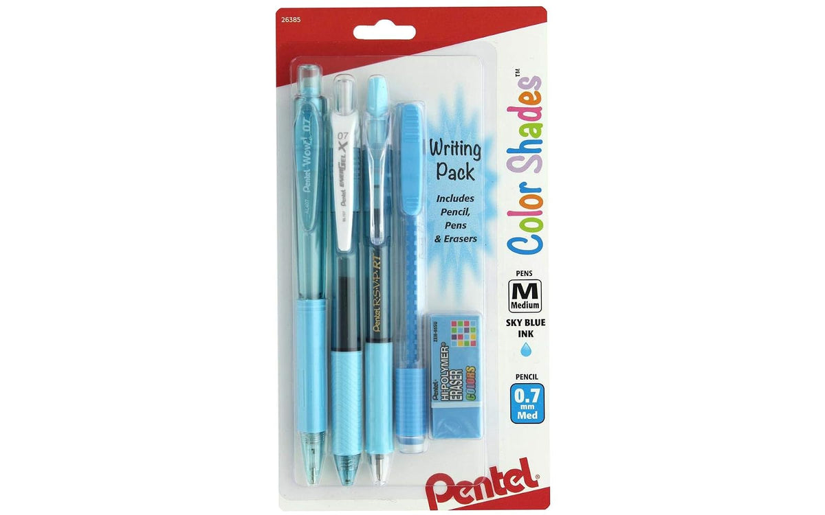 Pentel Color Shades - Paquete de escritura (), negro, Azul (Sky Blue)