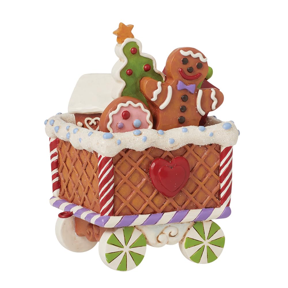 Enesco Jim Shore Heartwood Creek Gingerbread - Figura de Tren de Navidad de Resina de Piedra Pintada a Mano, Cifras de Papá Noel coleccionables, Estatua de decoración del hogar, 5.25 Pulgadas