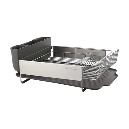 KitchenAid - Estante para Platos de Gran Capacidad, autodrenrenable y Resistente a la oxidación, con Cubierta extraíble, 20.47 Pulgadas, Color Gris