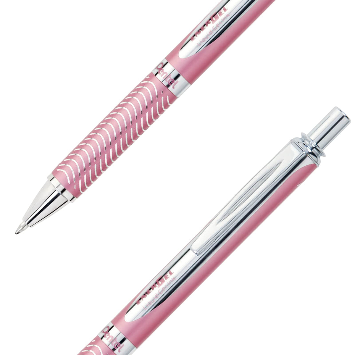 Bolígrafo Tinta Gel EnerGel Retráctil Rosa con Detalles en Plata Tinta Negra 01 Pieza con Estuche BL407P-A-EST