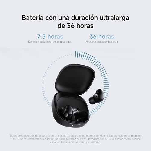 XIAOMI Redmi Buds 6 Play, Azul | Reproducción 36h, Reducción ruido IA, Driver de 10mm, 5 ecualizadores, Carga rápida en 10 minutos, Control táctil, IP54