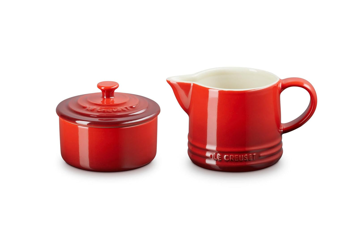 Le Creuset Stoneware Signature - Juego de cremera y azucarera, gres esmaltado - Cerise