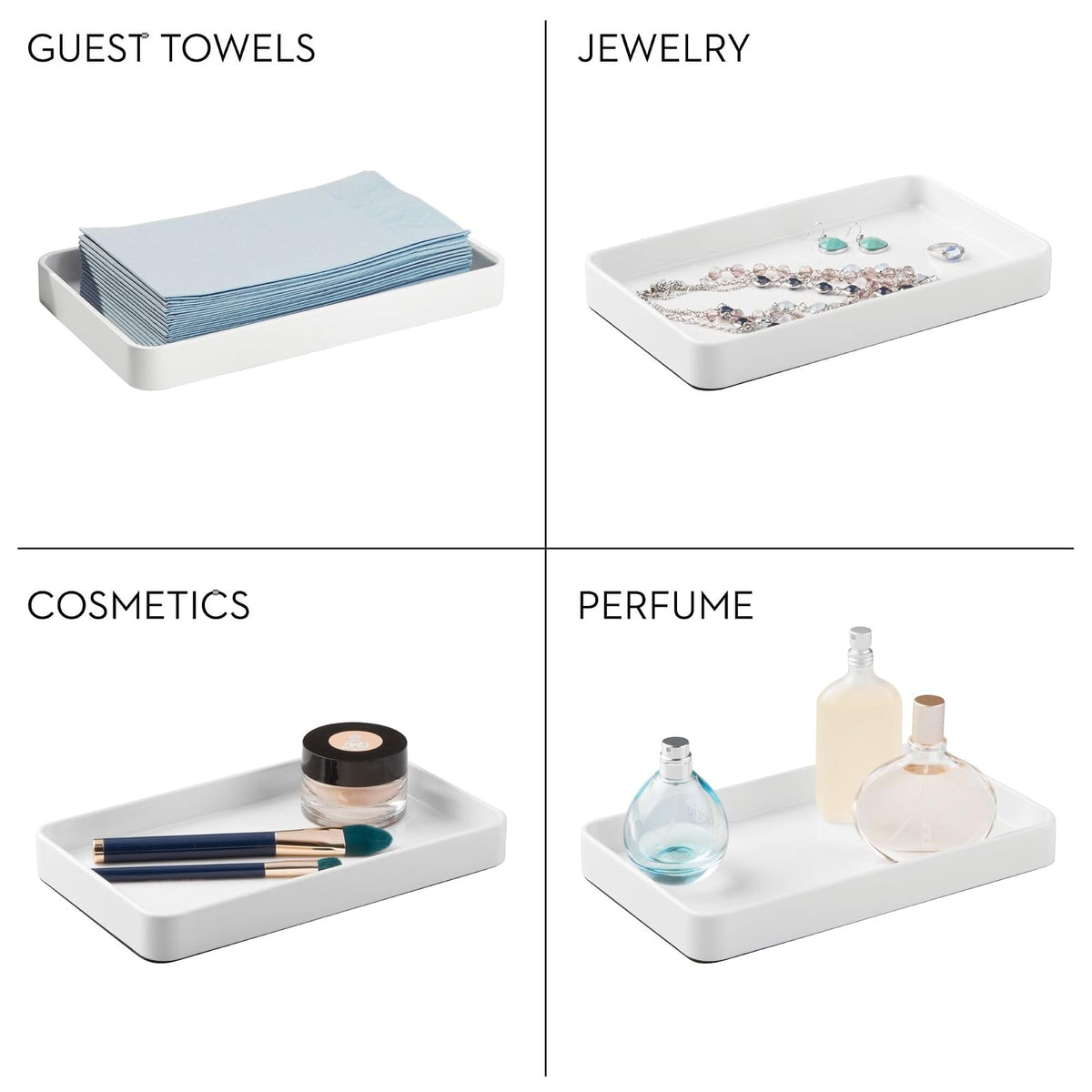 InterDesign Gia Guest Towel Tray, White
