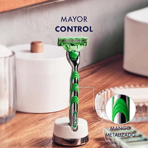 GILLETTE Mach3 Sensitive, Rastrillo para Afeitar Reutilizable, 1 Mango + 2 Cartuchos con 3 Hojas para Rasurar, Rastrillo para Hombre con Piel Sensible