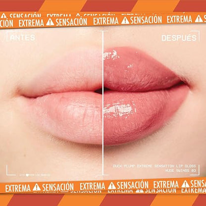 NYX Duck Plump Brillo Voluminizador Efecto Plumping, Tono 03 Nude Swings | Brillo voluminizador de NYX Professional Makeup, para lucir labios con color brillante y visiblemente más rellenos.