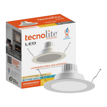 Tecnolite - Lámpara Empotrable de Techo Downlight LED 10 W, Luz Blanca Ajustable, Atenuable, Multivoltaje