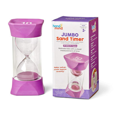 hand2mind Purple Jumbo Sand Timers, 10 Minute Sand Timer, Timer for Kids, Hourglass Sand Timer with Soft Rubber End Caps, Large Sand Timers, Visual Timer, Ten Minute Sand Timer (Set of 1)