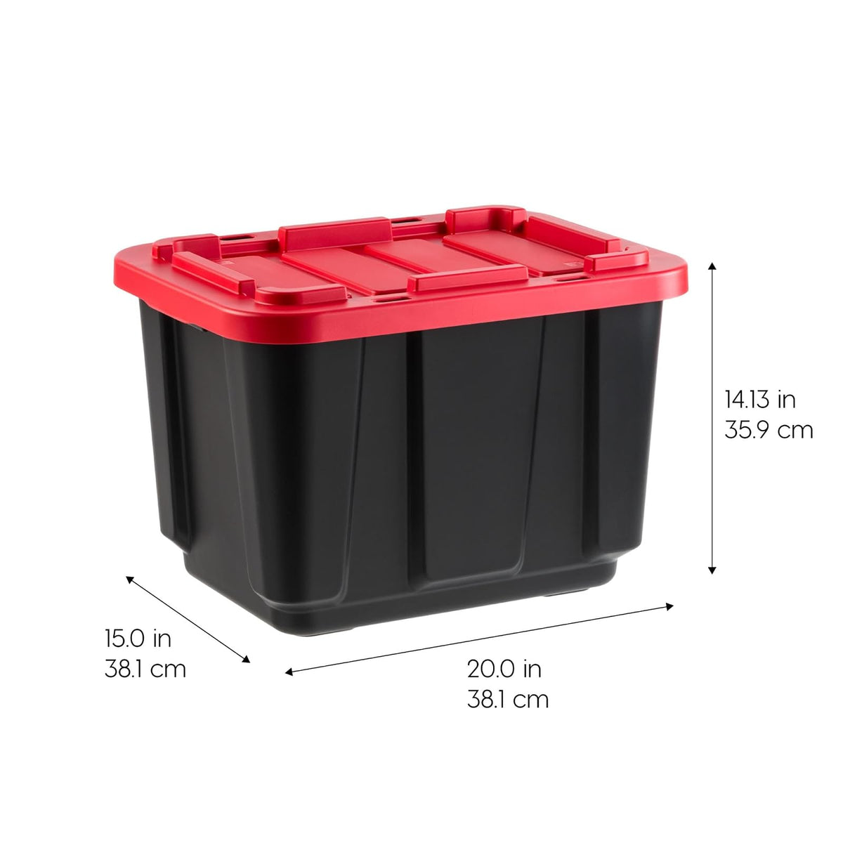 IRIS USA 4 Contenedores Resistentes de 12 Gal con Tapa, Rojo | Diseñado para equipo estacional y suministros. Forma apilable que aprovecha espacio en garajes y estantes.