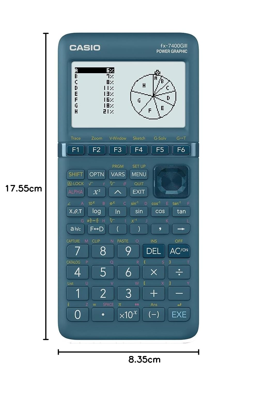 Casio Calculadora Graficadora fx‑7400GIII, Color Verde, +2100 Funciones, Solar y Batería, Nivel Preparatoria