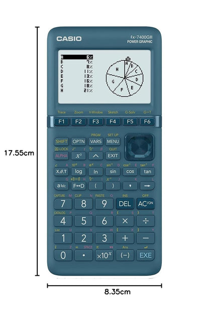 Casio Calculadora Graficadora fx‑7400GIII, Color Verde, +2100 Funciones, Solar y Batería, Nivel Preparatoria