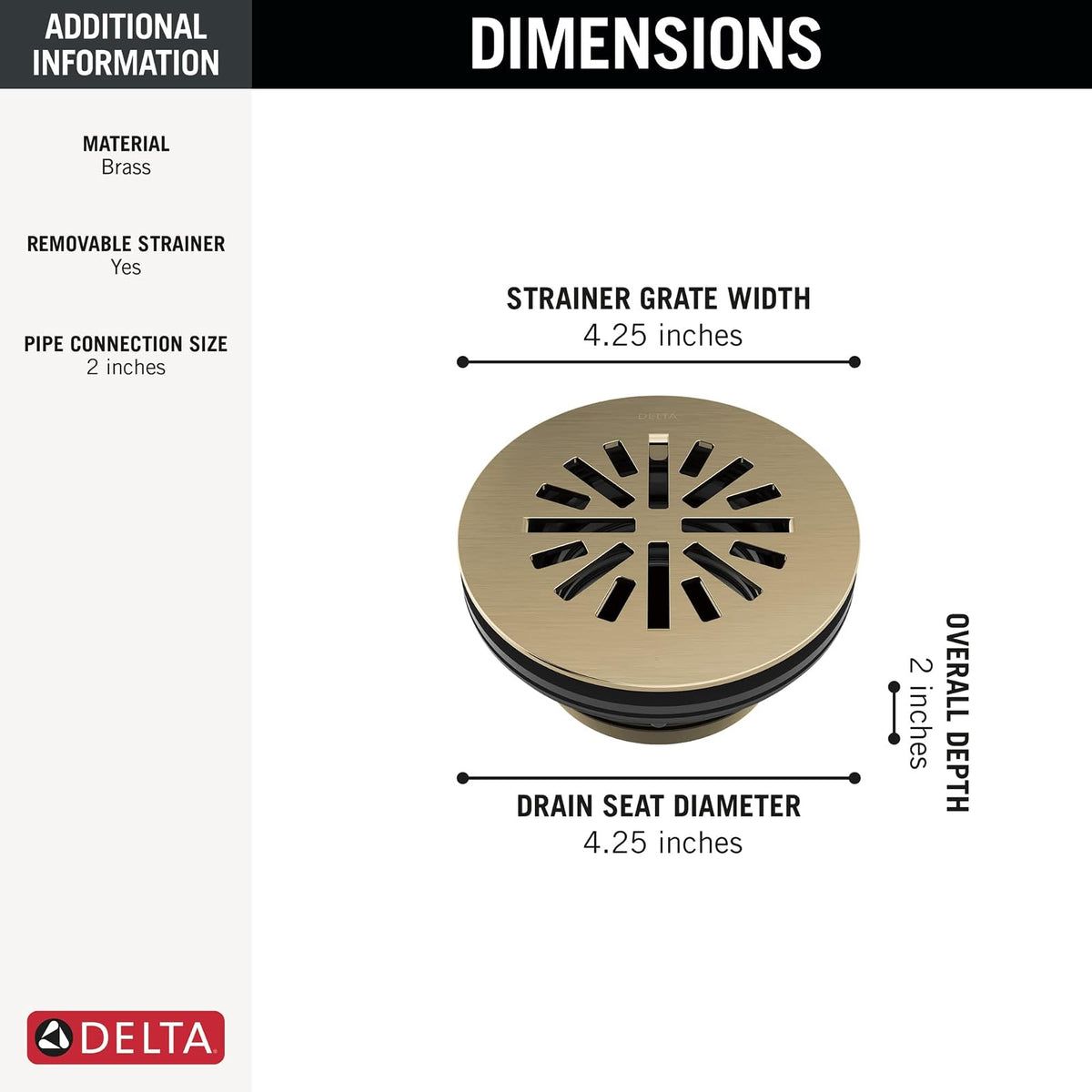 Delta DT051411 - Drenaje de ducha redondo prefabricado de 4 pulgadas, color bronce champaña