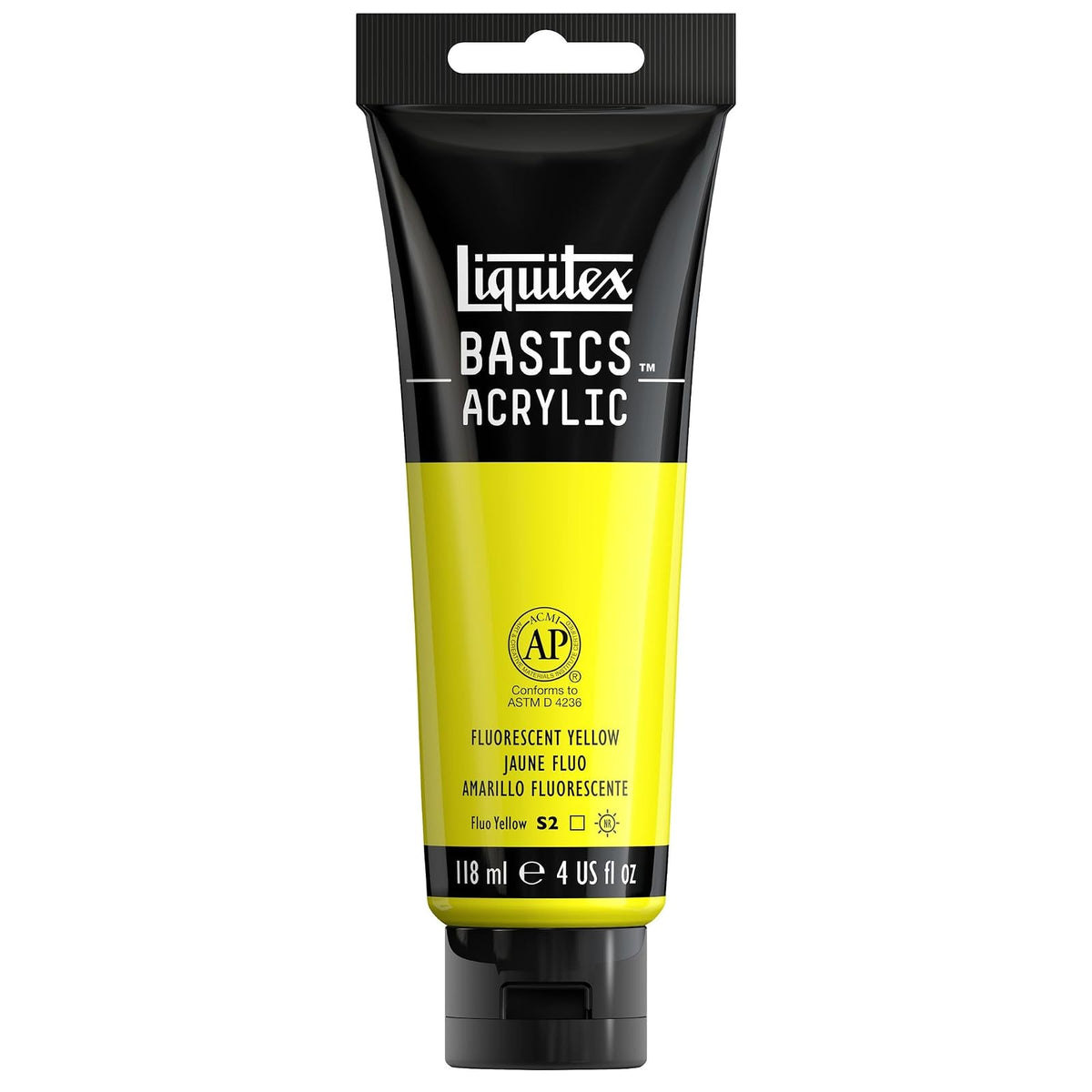 Liquitex Basics Pintura Acrílica, Tubo de 4 oz - Amarillo (Fluorescent Yellow 981) - Pintura acrílica