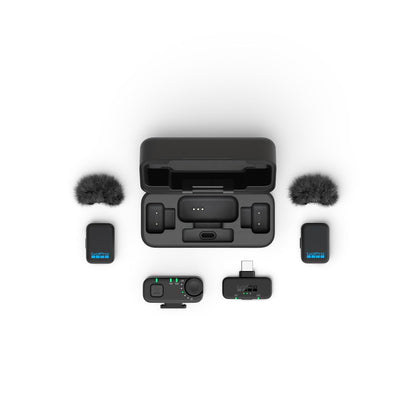 Kit Completo de micrófono inalámbrico GoPro (2 TX, 2 RX, Funda de Carga) - para GoPro/cámara/iPhone/Android, ultracompacto, reducción de Ruido, Control de Ganancia, vlogging