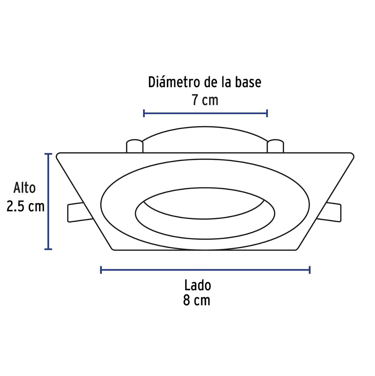 Volteck Lait EMP-114S, Luminario empotrable cuadrado negro spot dirigible, lámpara no incluida
