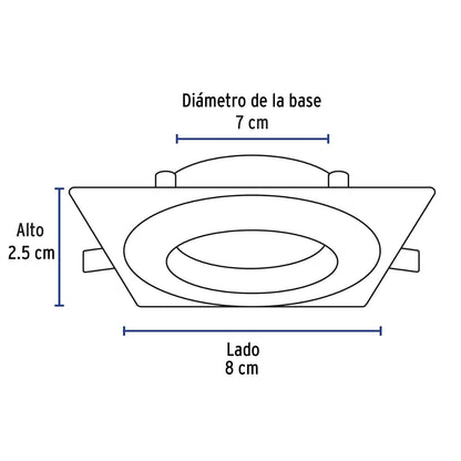 Volteck Lait EMP-114S, Luminario empotrable cuadrado negro spot dirigible, lámpara no incluida