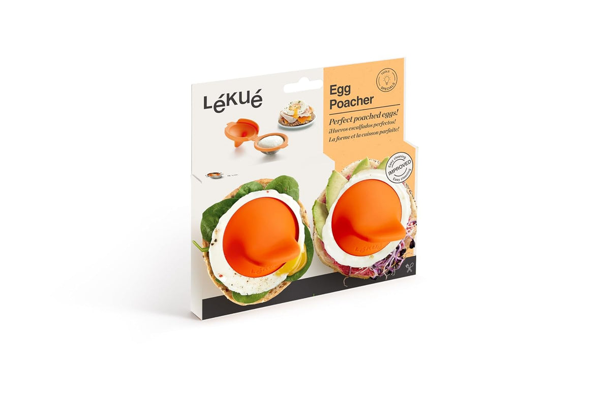 Lekue - Huevera para huevos escalfados, Anaranjado, Juego de 2, 1