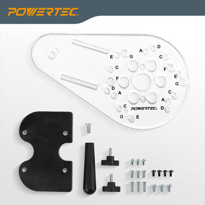 POWERTEC Placa base universal de enrutador compensado con guía reversible de enrutamiento de bordes, agujeros preperforados marcados para cable Porter, Bosch, Milwaukee, Ryobi, Makita, Dewalt,