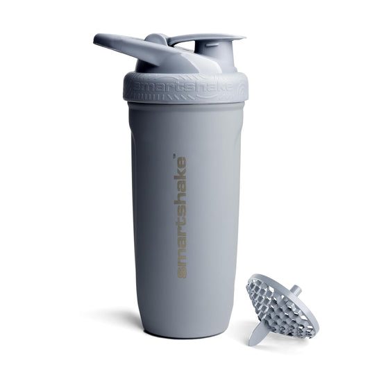 SmartShake Reforce Gris Botella Mezcladora de Acero Inoxidable 900 ml, Libre de BPA