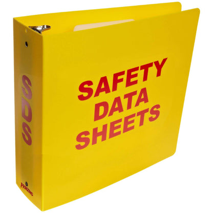 Brady 2025 3" Diameter Rings, Polyethylene, Red On Yellow Color Standard MSDS Binder, Legend "Material Safety Data Sheets"